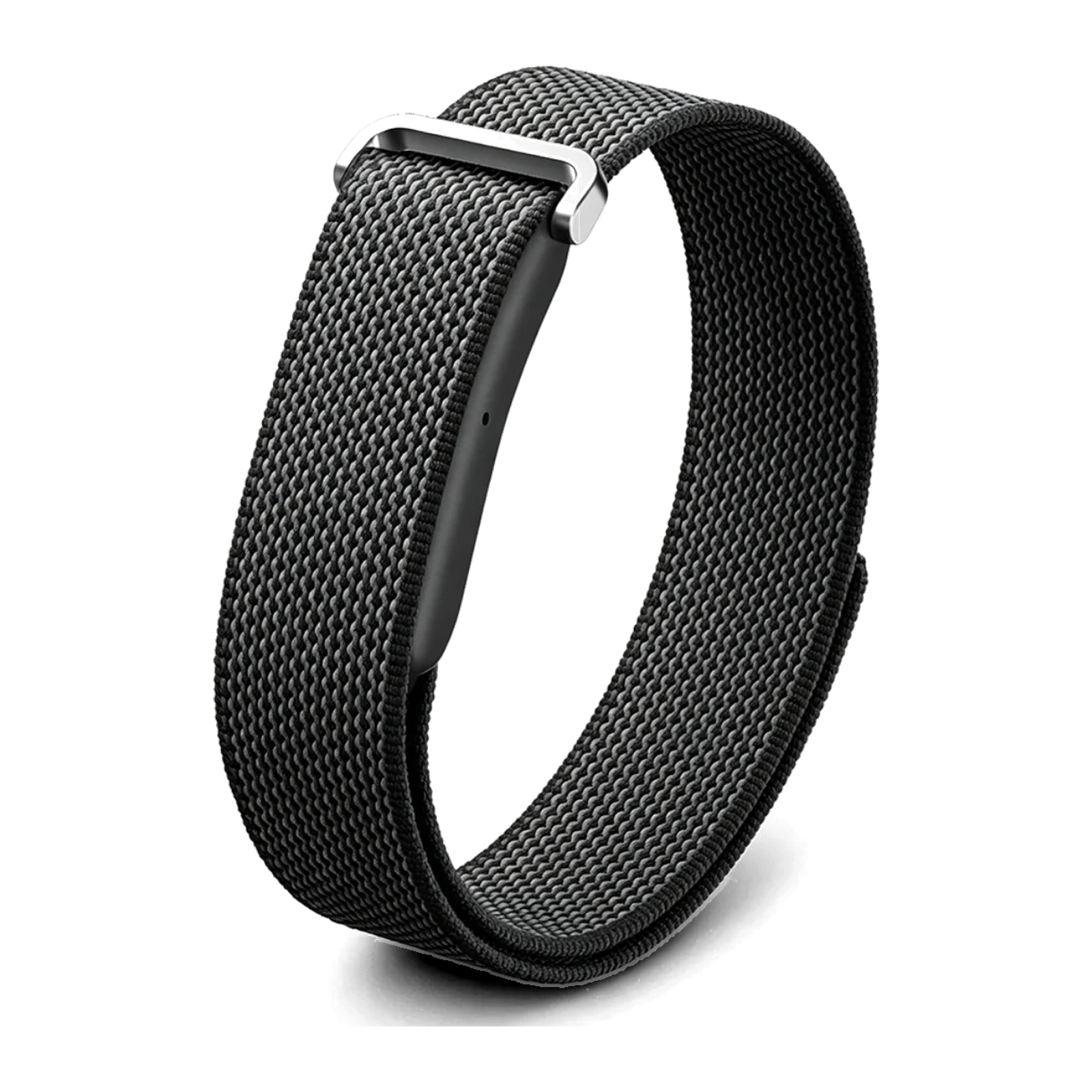 Joova Band in Black, woven strap with a black tracker and silver buckle