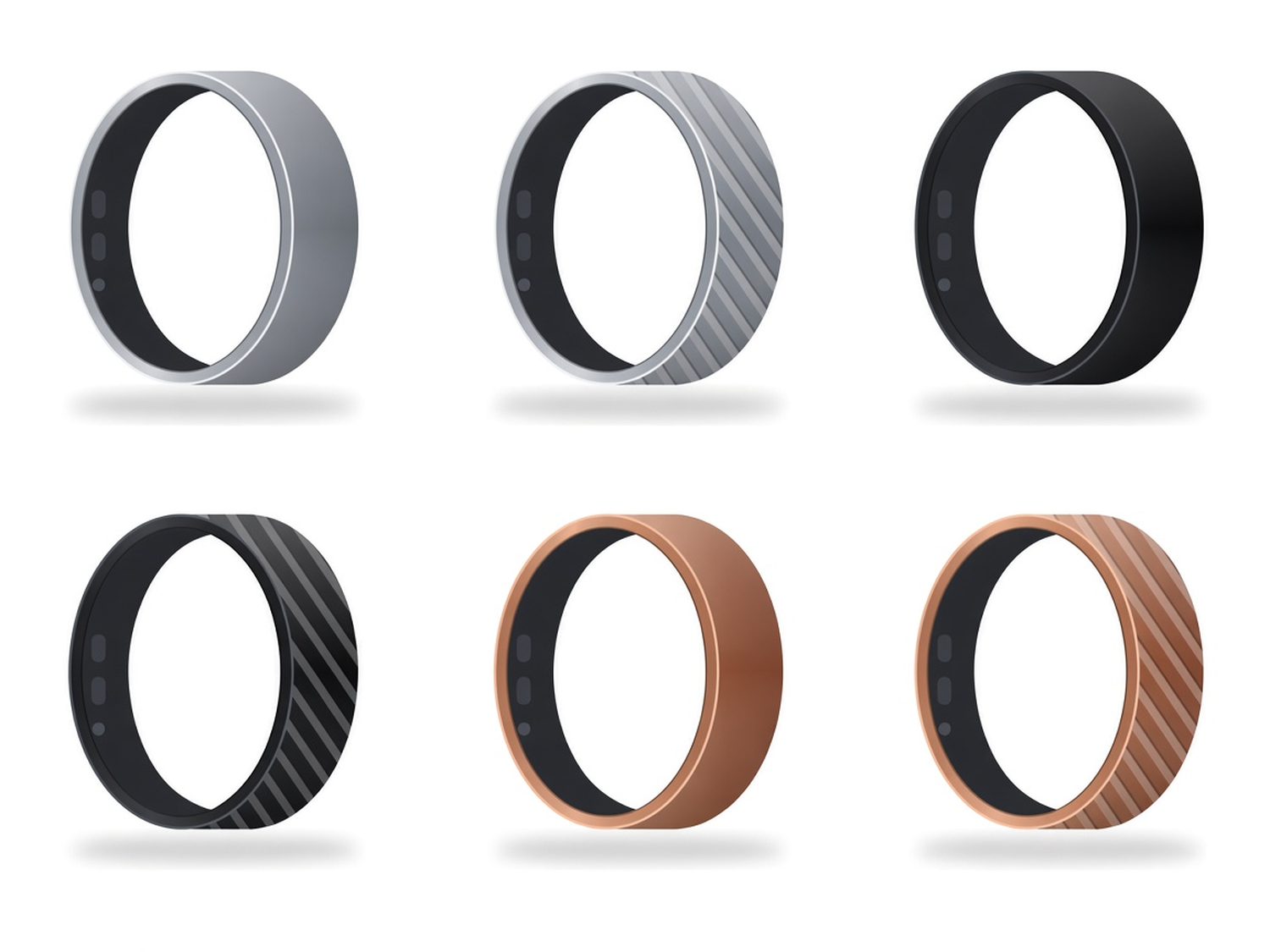 All Joova Ring options: Silver, Black, and Rose Gold, each in Classic and Wave.