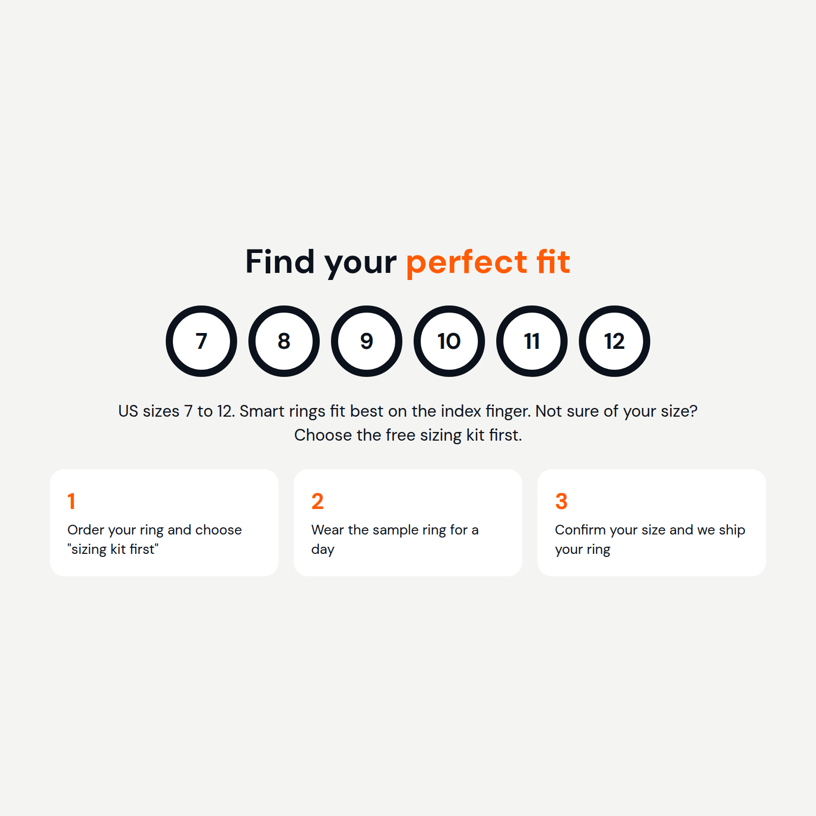Find your perfect fit. US sizes 7 to 12, with a free sizing kit.