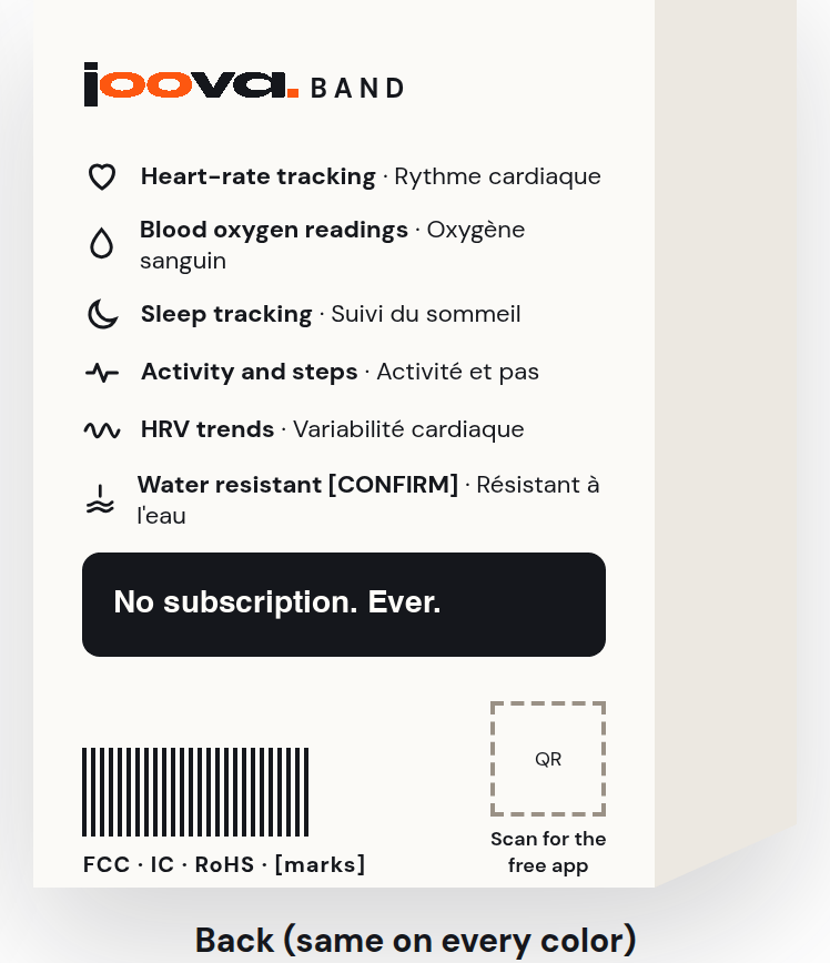 Joova Band box back, the same on every color